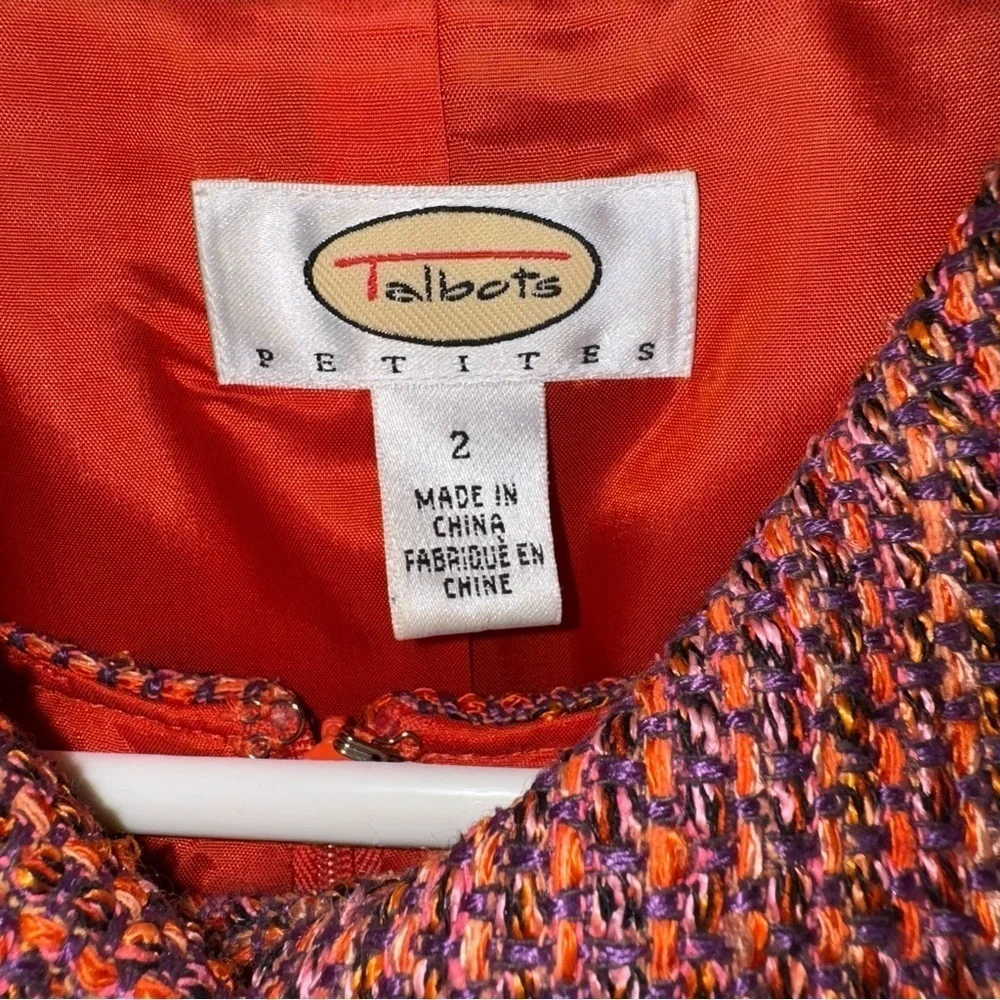 Vintage Talbots two-piece silk blend tweed sheath dress and jacket size 2 petite